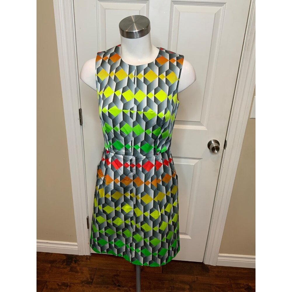 Milly Multicolor 3D Geometric Sleeveless Mini Dress, Size 4